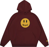 Drew House FW22 Mascot Oversized Hoodie Burgundy Logo Print Fleece Hoodie DR-FW22-208 Drew House FW22 Mascot Oversized Hoodie Burgundy Logo Print Fleece Hoodie DR-FW22-208