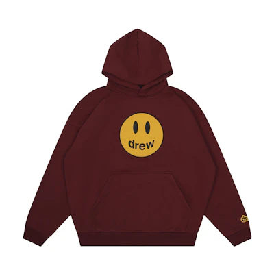 Drew House FW22 Mascot Oversized Hoodie Burgundy Logo Print Fleece Hoodie DR-FW22-208