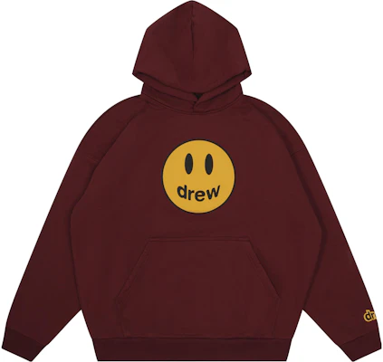 Drew House FW22 吉祥物寬版連帽衫 酒紅色標誌印花抓絨連帽衫 DR-FW22-208 Order Drew House FW22 吉祥物寬版連帽衫 酒紅色標誌印花抓絨連帽衫 DR-FW22-208