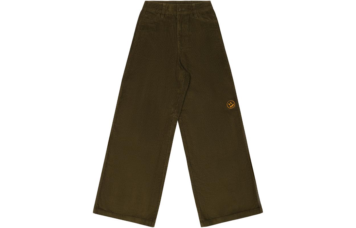 Drew House FW22 Olive Corduroy Wide Leg Carpenter Pants Unisex Casual Retro Style. DR-FW22-082