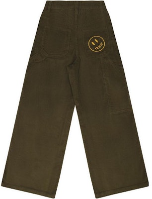 Seluar Drew House FW22 Olive Corduroy Wide Leg Carpenter Unisex Gaya Retro Kasual. DR-FW22-082 Lookbook Seluar Drew House FW22 Olive Corduroy Wide Leg Carpenter Unisex Gaya Retro Kasual. DR-FW22-082