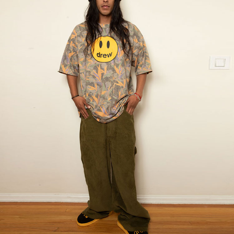 Shop Seluar Drew House FW22 Olive Corduroy Wide Leg Carpenter Unisex Gaya Retro Kasual. DR-FW22-082