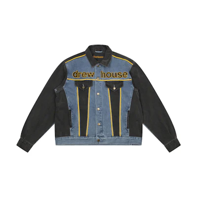 Drew House FW22 Oversized Mascot Trucker Jacket Blue - Unisex Smiley Face Design DR-FW22-343