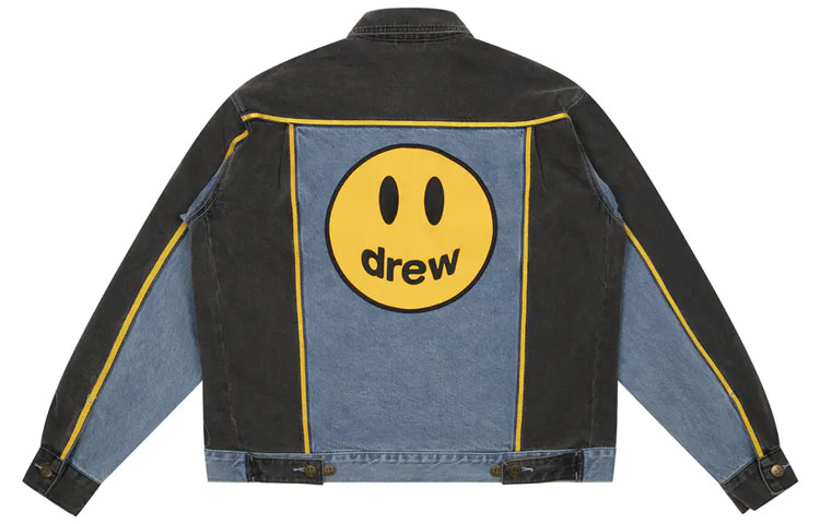 Lookbook Drew House FW22 Jaket Trucker Oversized Biru - Desain Wajah Smiley Unisex DR-FW22-343