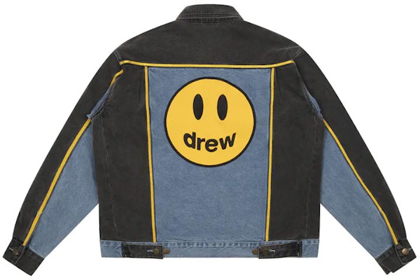 Drew House FW22 Jaket Trucker Oversized Biru - Desain Wajah Smiley Unisex DR-FW22-343 Lookbook Drew House FW22 Jaket Trucker Oversized Biru - Desain Wajah Smiley Unisex DR-FW22-343