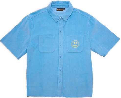 Kemeja Lengan Pendek Corduroy Drew House Smiley Biru Pasifik FW22 Unisex. DR-SS22-986 Order Kemeja Lengan Pendek Corduroy Drew House Smiley Biru Pasifik FW22 Unisex. DR-SS22-986