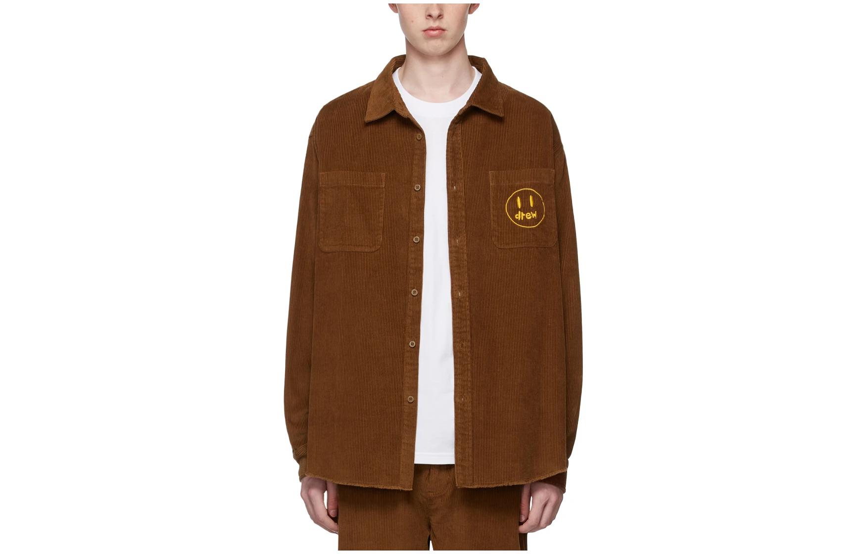 Drew House FW22 Painted Mascot Brown Long Sleeve Polo Shirt . 221454M192000