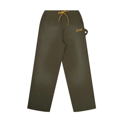Drew House FW22 Scribble Carpenter Sweatpant Faded Olive Unisex Casual Pants. DR-FW22-538