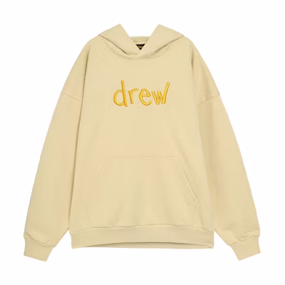 Drew House FW22 Scribble Oversized Hoodie Almond Beige Unisex Embroidered Logo. DW-FW22-1223-02
