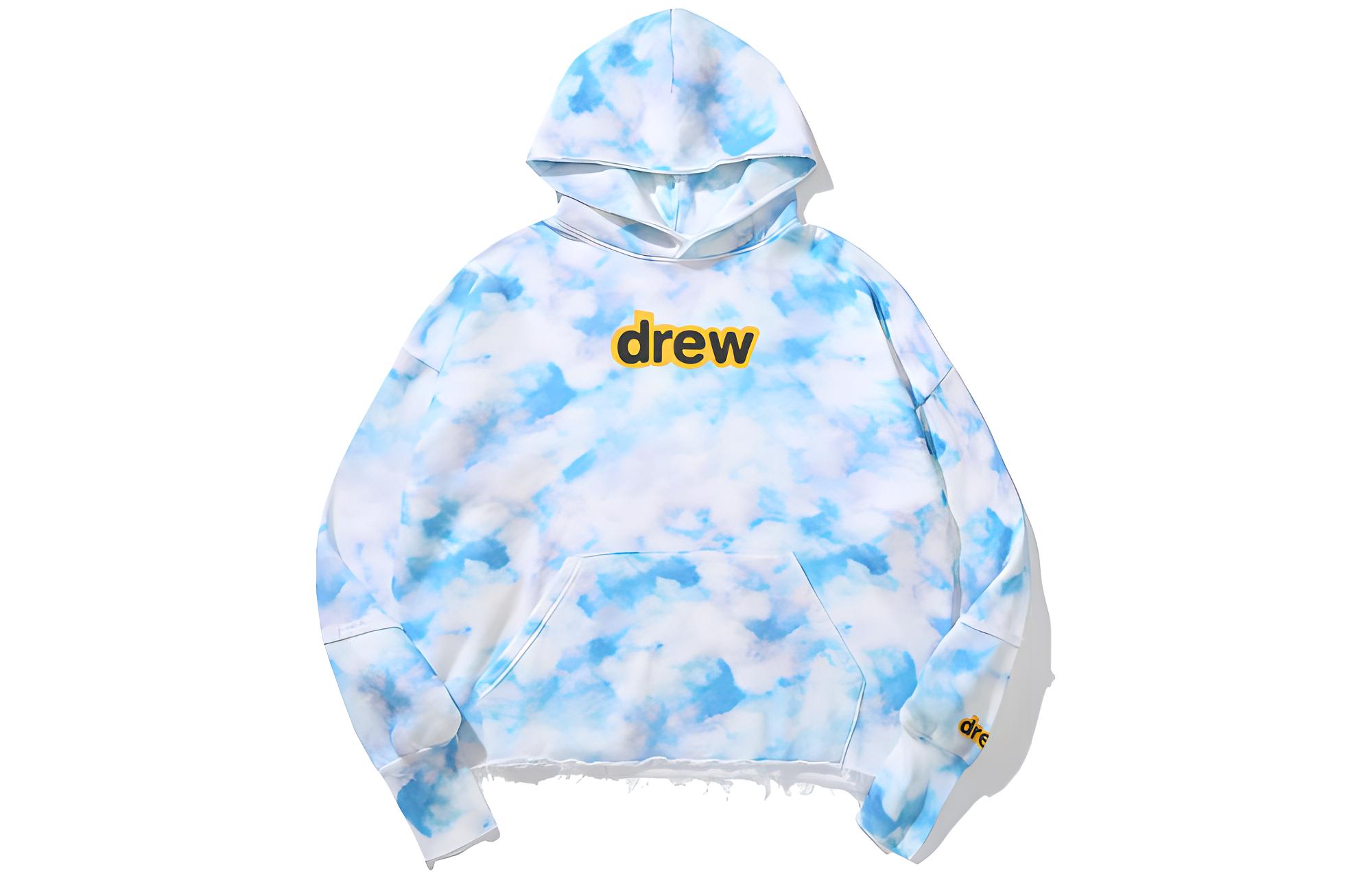 Drew House FW22 Secret Deconstructed Tie-Dye Hoodie Blue Unisex Pullover DR-FW22-010