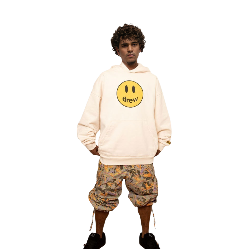 Shop Sudadera Unisex Oversized Drew House FW22 Smiley Mascot Crema con Forro Polar. DR-FW22-420