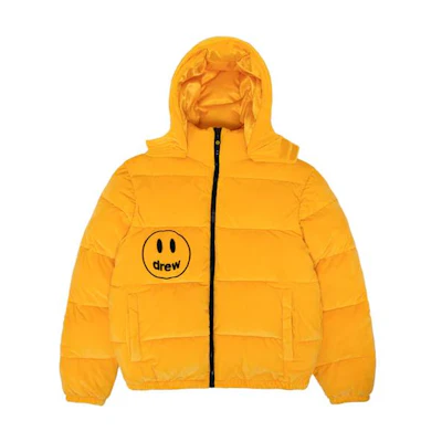 Drew House FW22 Smiley Quilted Hooded Jacket Yellow - . DR-FW22-366
