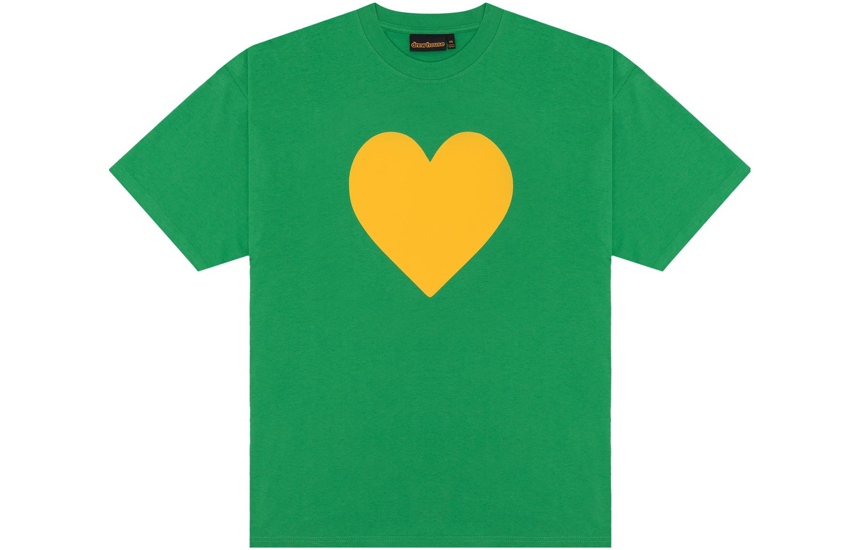 Drew House FW23 Green Heart Logo Graphic Unisex Tee DH-HJ2121-LVGR