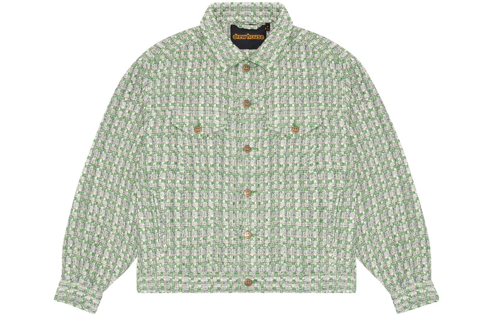 Drew House FW23 Infinite Joy Green Boucle Trucker Jacket Unisex with Logo Back. DH-B63621-GR 圖 2