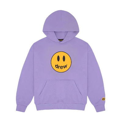 Drew House FW23 Mascot Oversized Hoodie Lavender Purple Unisex Smile Print. DW-fw23-004