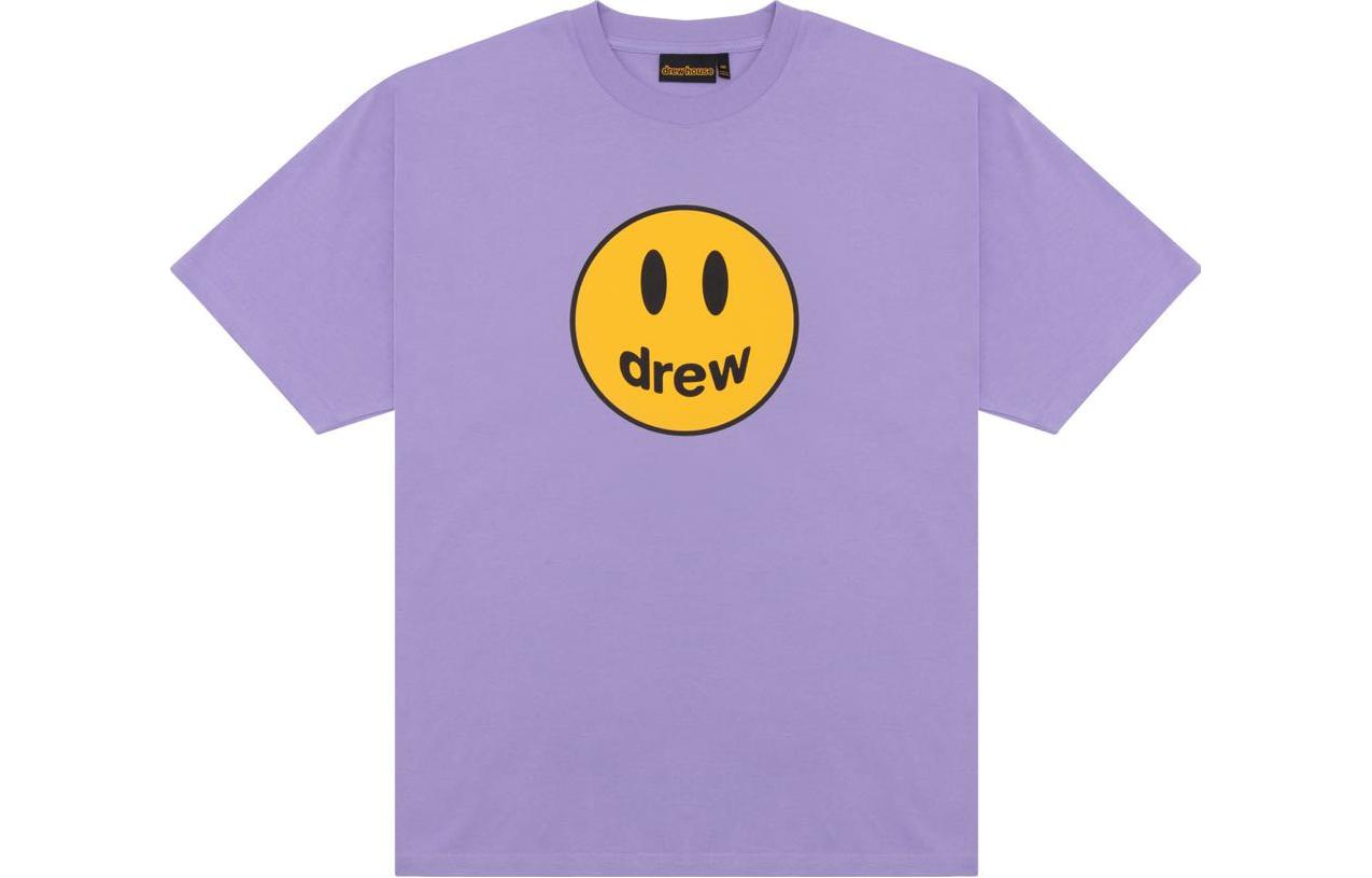 Drew House FW23 Mascot Smile Lavender Tee Unisex Round Neck Short Sleeve T-Shirt. DW-fw23-002
