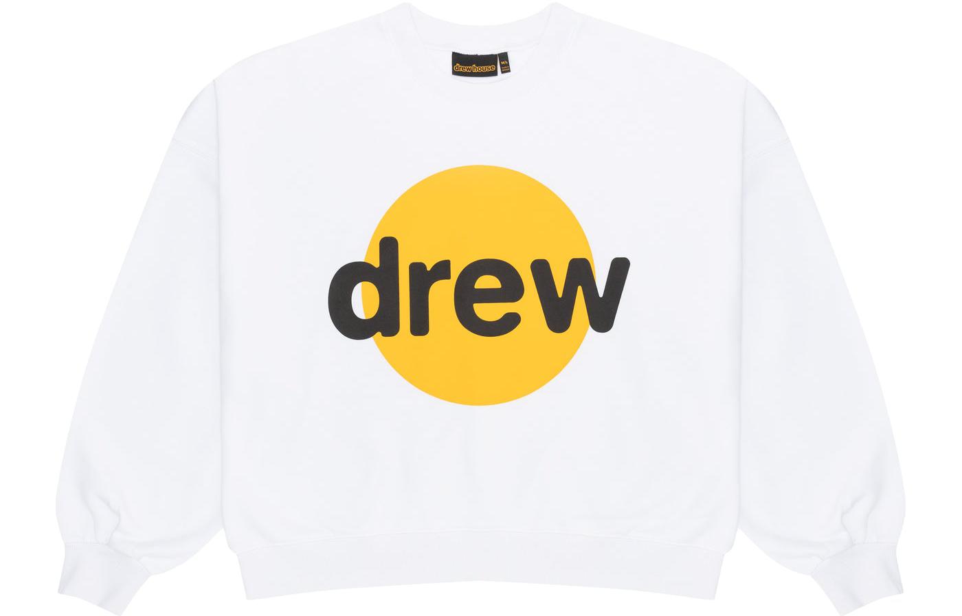 Drew House FW23 White Geometric Letter Graphic Crewneck Fleece Sweatshirt Unisex DH-VF3127-IJYWH