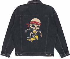 Order Drew House Hearty Trucker Jacket Cartoon Skull Logo Denim Jacket Unisex Black. DR-SS21-48