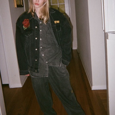 Drew House Jaket Denim Kartun Logo Skull Unisex Hitam. DR-SS21-48 Shop Drew House Jaket Denim Kartun Logo Skull Unisex Hitam. DR-SS21-48