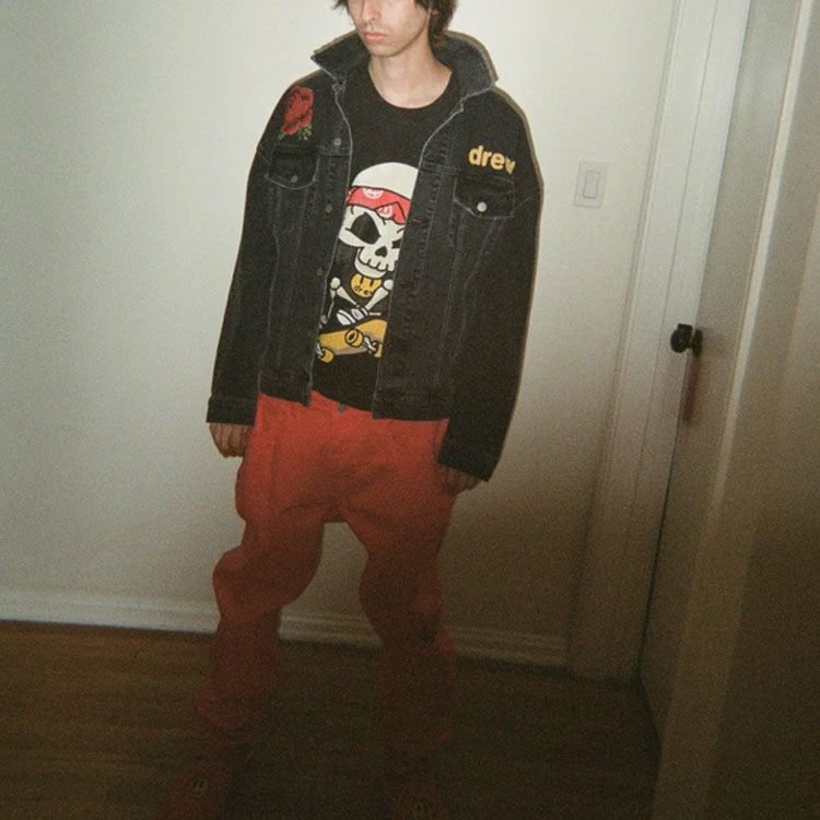 Purchase Drew House Jaket Denim Kartun Logo Skull Unisex Hitam. DR-SS21-48