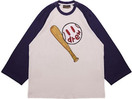 Drew House Hummingbirds SS22 Smiley Play Ball Navy Baseball Logo Tee Unisex. DR-SS22-406 Drew House Hummingbirds SS22 Smiley Play Ball Navy Baseball Logo Tee Unisex. DR-SS22-406