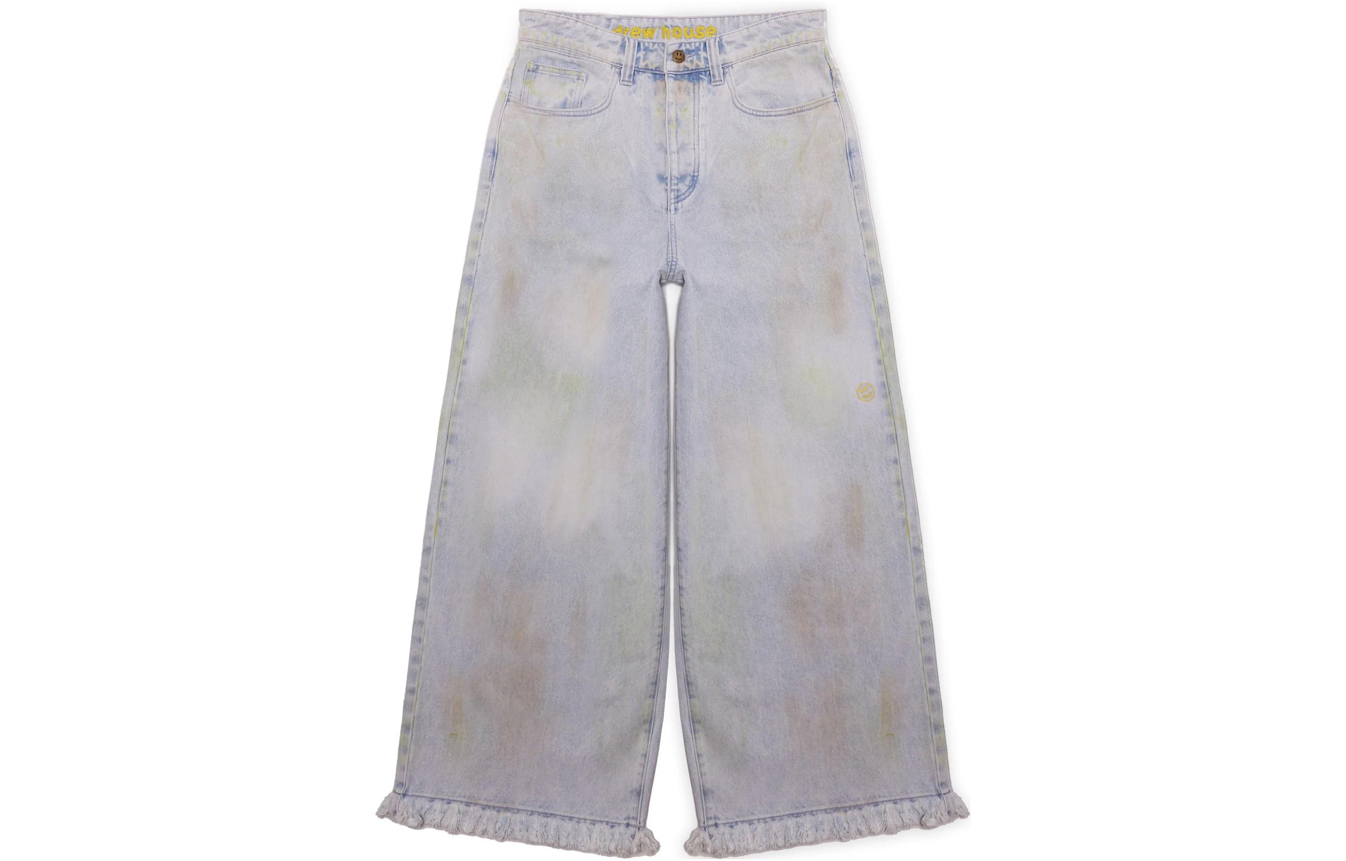 Drew House Hummingbirds SS22 Ultra Wide Leg Jeans Huston Wash Light Blue Unisex. DR-SS22-954