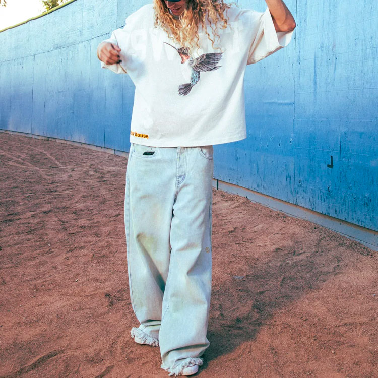 Purchase ドリューハウス ハミングバード ウルトラワイドレッグジーンズ ライトブルー ユニセックス DR-SS22-954