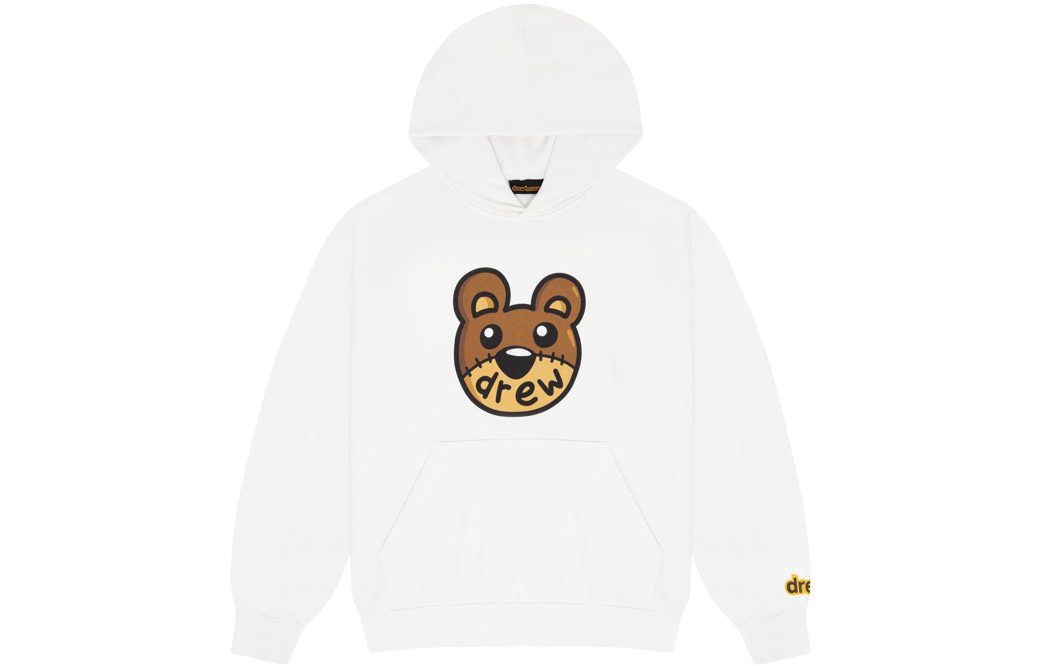 Drew House Kangaroo Print Fleece Hoodie Unisex White. DH-FT31125-TDOW