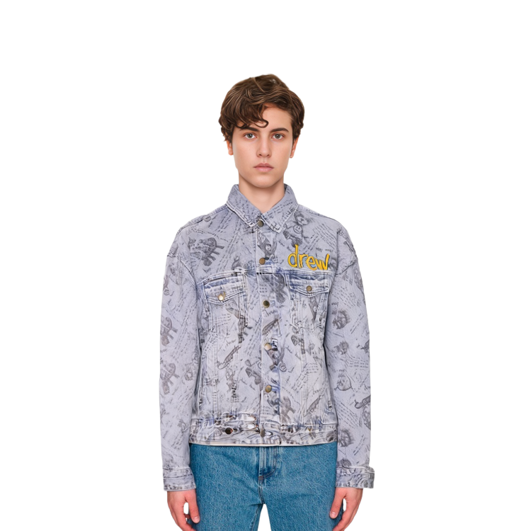 Shop Drew House 字母熊圖標牛仔外套 靛藍藍 DR-FW21-048