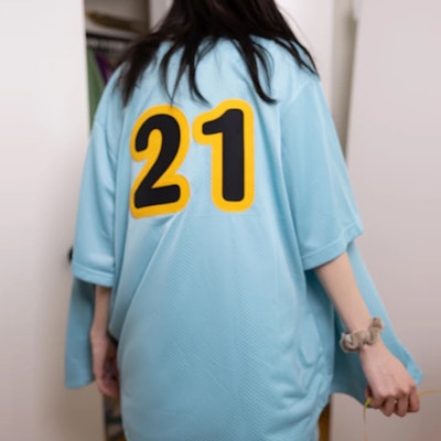 ドリューハウス レターロゴ ブルー ユニセックス グラフィックTシャツ DH-M4381-SESB 5