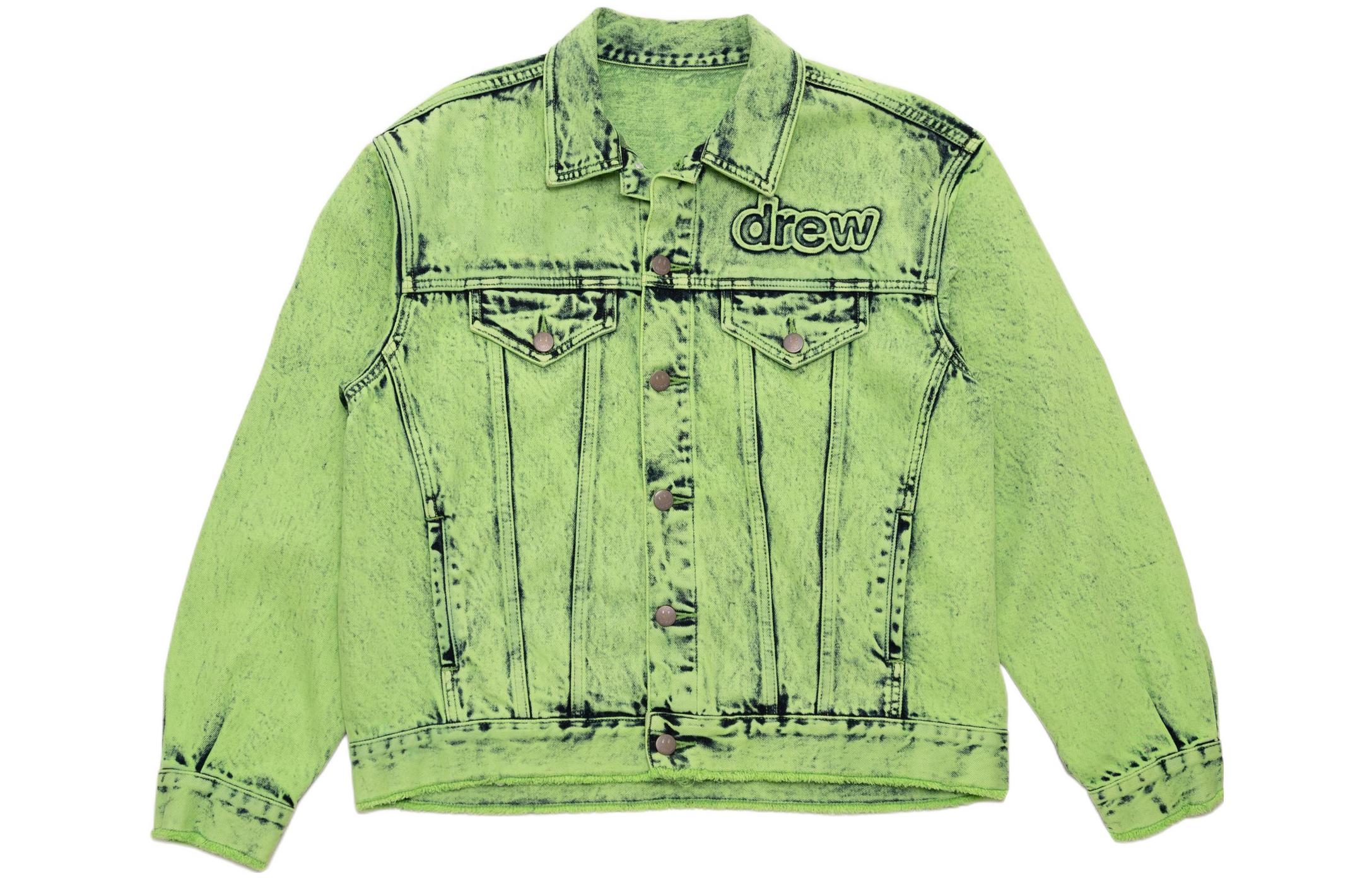Drew House Letter Logo Denim Jacket Green Unisex Casual Style. DR-SS22-300