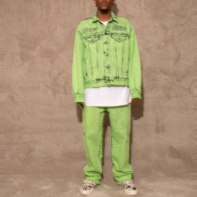 ドリューハウス レターロゴ デニムジャケット グリーン ユニセックス カジュアル. DR-SS22-300 Shop ドリューハウス レターロゴ デニムジャケット グリーン ユニセックス カジュアル. DR-SS22-300