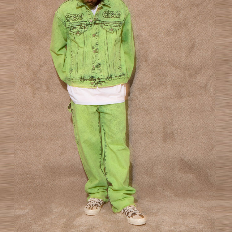 Purchase ドリューハウス レターロゴ デニムジャケット グリーン ユニセックス カジュアル. DR-SS22-300