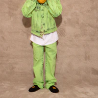 Sizing Drew House Letter Logo Denim Jacket Green Unisex Casual Style. DR-SS22-300
