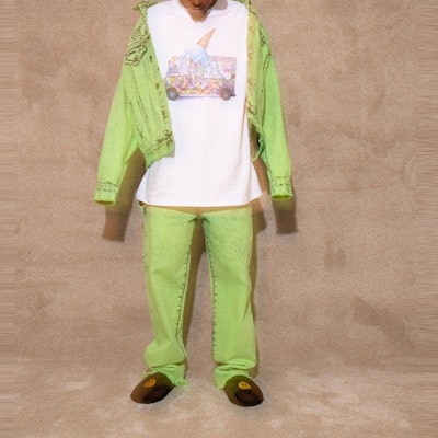 ドリューハウス レターロゴ デニムジャケット グリーン ユニセックス カジュアル. DR-SS22-300 Cheap ドリューハウス レターロゴ デニムジャケット グリーン ユニセックス カジュアル. DR-SS22-300