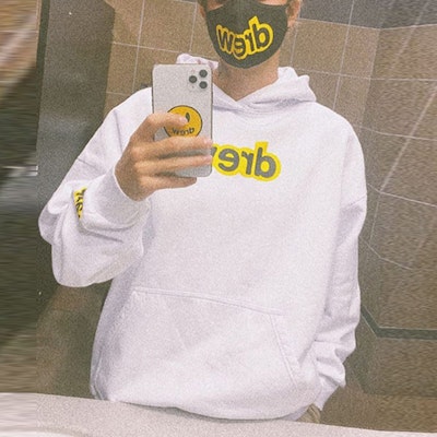 Drew House 字母标志白色男女通用连帽衫 DR-SS20-008 Purchase Drew House 字母标志白色男女通用连帽衫 DR-SS20-008