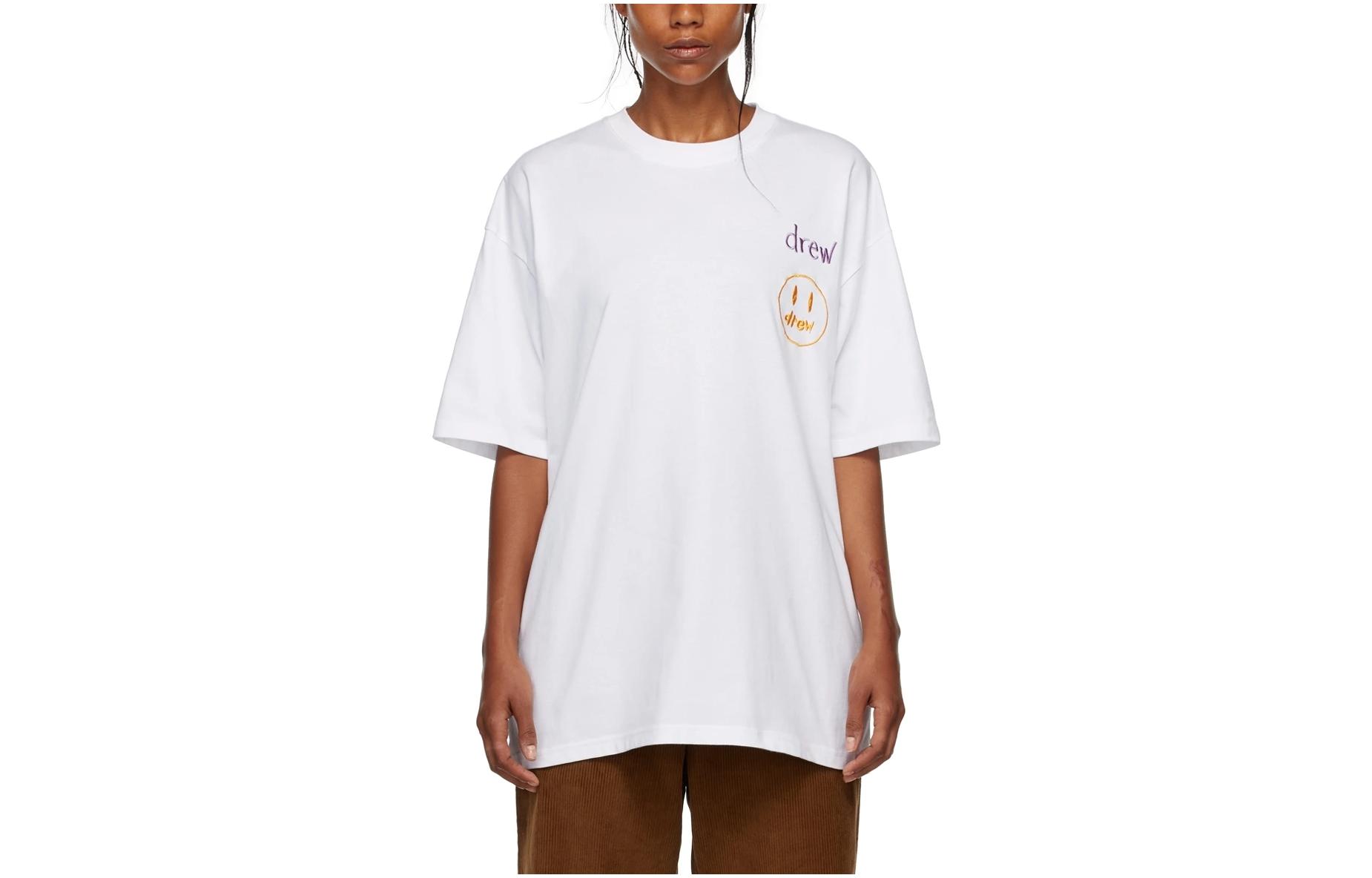 Drew House Letter Logo SS22 Unisex White Crewneck Graphic Tee. DR-SS22-221
