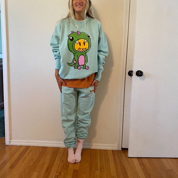 Details for Drew House Logo Sweater Unisex Seluar Knit Hijau Pudina. DR-SS20-93