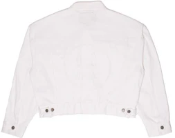 Lookbook Drew House Logo Cropped Selvedge Trucker Jacket White Unisex Denim Jacket DR-FW21-003