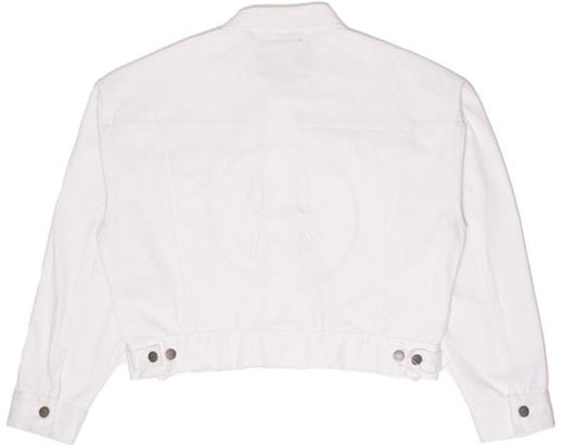 Jaket Denim Unisex Drew House Logo Cropped Selvedge Trucker Putih DR-FW21-003 Lookbook Jaket Denim Unisex Drew House Logo Cropped Selvedge Trucker Putih DR-FW21-003