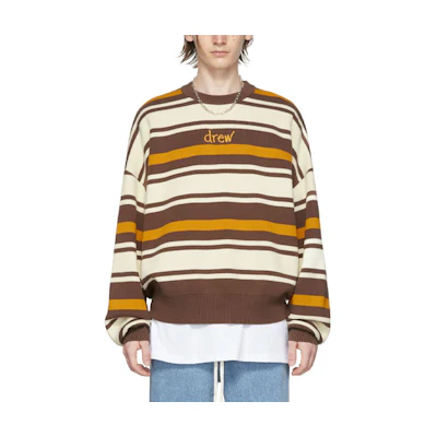 Drew House Logo Embroidered Striped Long Sleeve Knit Sweater Unisex. DR-SS22-173