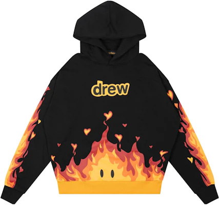 Drew House Logo Flame Print Pullover Hoodie Unisex Fleece Long Sleeve DR-FW22-436 Buy Drew House Logo Flame Print Pullover Hoodie Unisex Fleece Long Sleeve DR-FW22-436