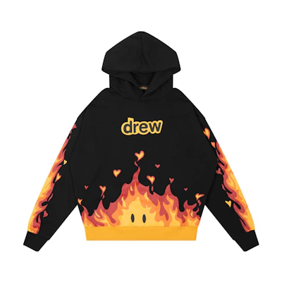 Drew House Logo Flame Print Pullover Hoodie Unisex Fleece Long Sleeve DR-FW22-436