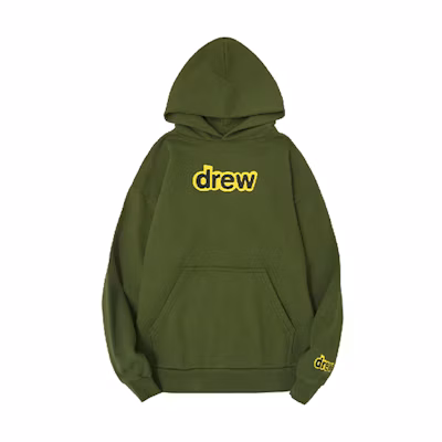 Drew House Logo Secret Hoodie Unisex Green Pullover Fleece for Fall DR-FW20-106