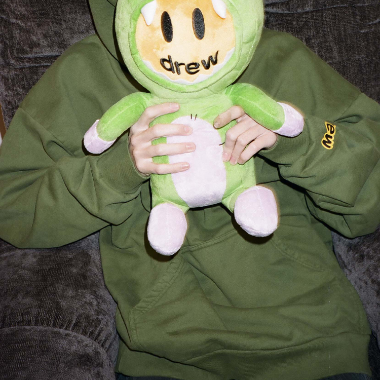 Drew House Logo Secret Hoodie Unisex Green Pullover Fleece for Fall DR-FW20-106 圖 5