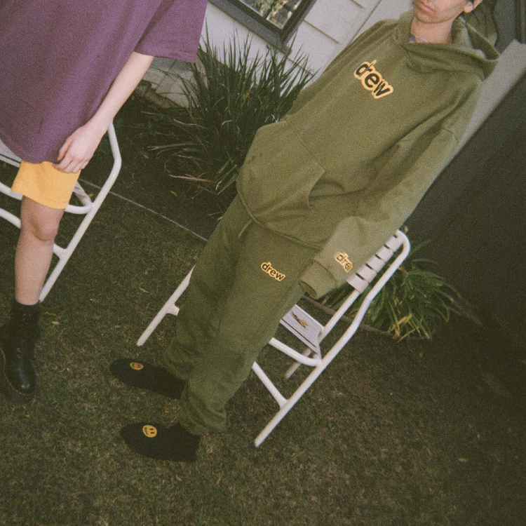 Drew House Logo Secret Hoodie Unisex Green Pullover Fleece for Fall DR-FW20-106 圖 7