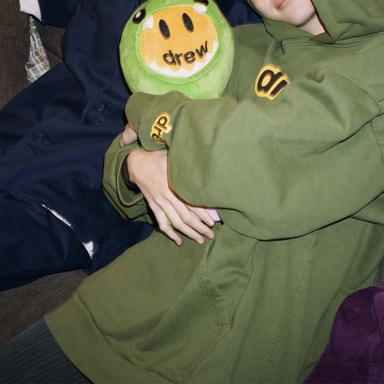 Drew House Logo Secret Hoodie Unisex Green Pullover Fleece for Fall DR-FW20-106 圖 9