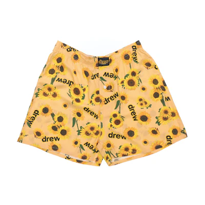 Drew House Logo SS21 Sunflower Print Loose Fit Unisex Shorts Yellow. DR-SS21-80
