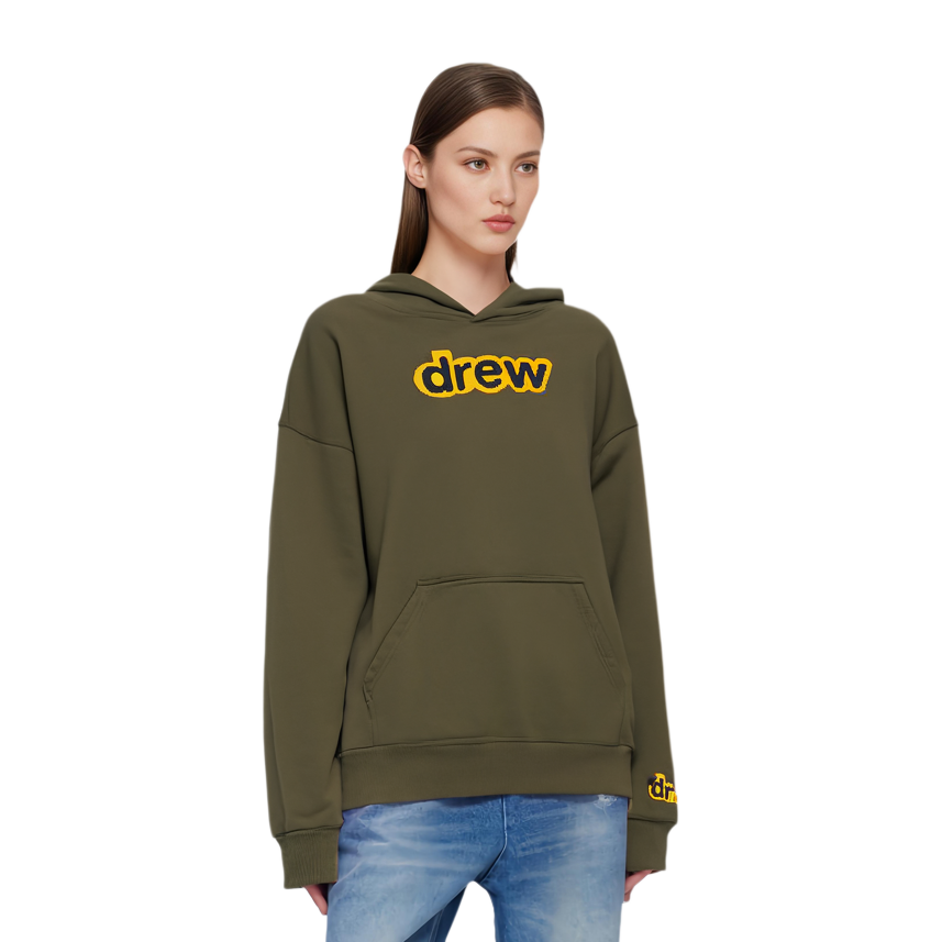 Shop Drew House Logo SS22 Secret Hoodie Midnight Olive Pullover Unisex Fleece DR-SS22-208