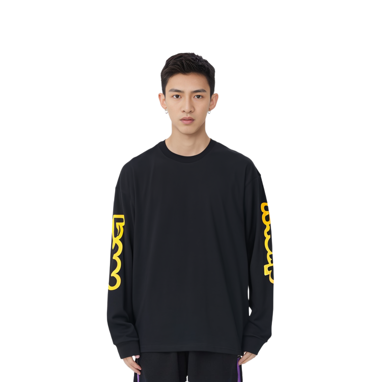 Purchase Drew House 大型標誌印花黑色寬鬆長袖上衣 情侶款長T。 DR-FW21-079